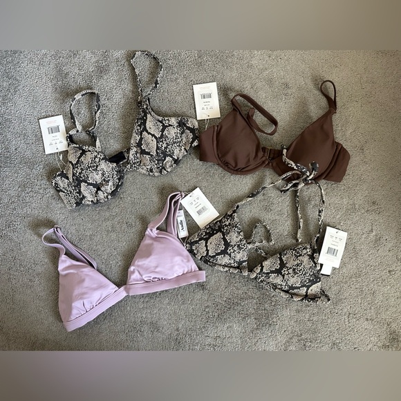 Andie Swim Bundle of 4 Bikini Tops Caicos String Sicily Lavender Snakeskin XS - Picture 1 of 6
